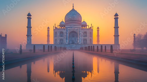 A agra taj mahal side view front view photography, generative ai 