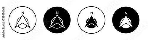 North flat line icon set. North Thin line illustration vector