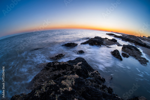 In the evening, the seaside scenery