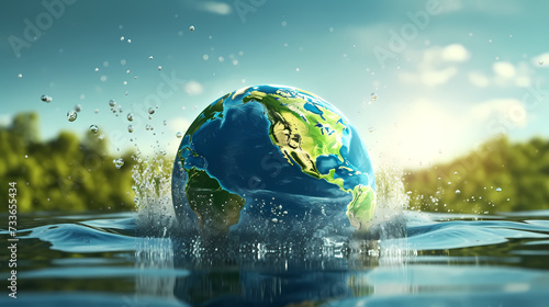 World Water Day background, concept of global warming and climate change