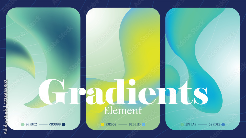 collection of green gradient color trends for design