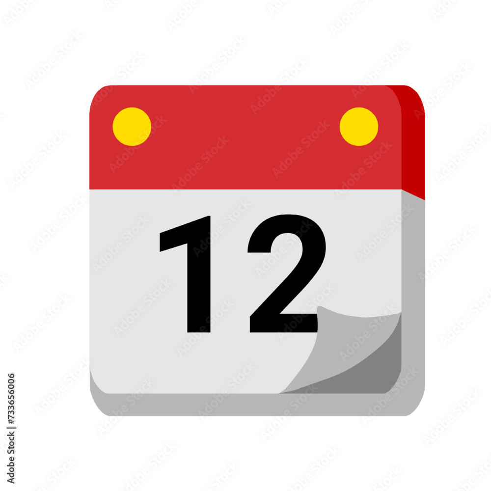 Fototapeta premium 12 days of the month calendar isolated on white transparent background for event, birthday, date, month, day, appointment, agenda, business and deadline. empty month for text