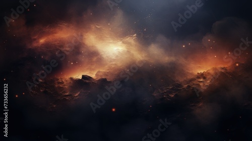 Dust nebula with lights in space