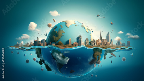 World Water Day background, concept of global warming and climate change © xuan