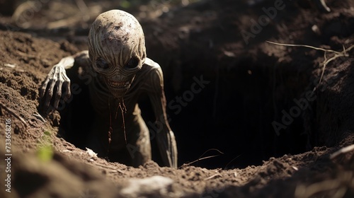 Alien coming out of a hole
