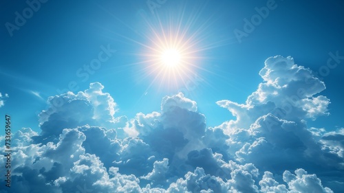 blue sky with clouds and sun © senadesign
