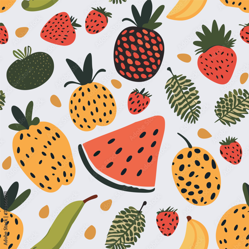 organic hand drawn fruits pattern organic hand drawn fruits pattern