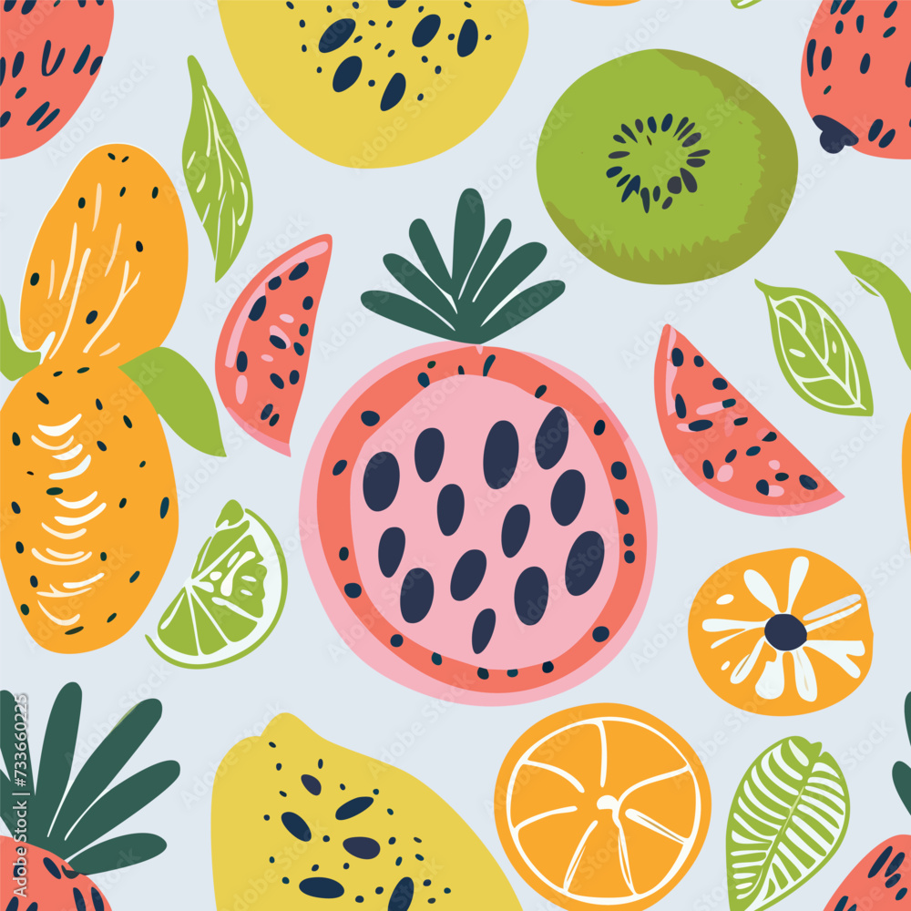 organic hand drawn fruits pattern organic hand drawn fruits pattern