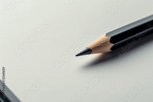Single sharp pencil resting on a reflective surface with a focused shadow.