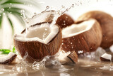 Coconut juice white splashing.