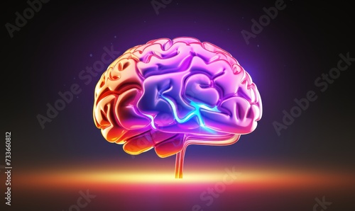 Pink brain with glowing electricity