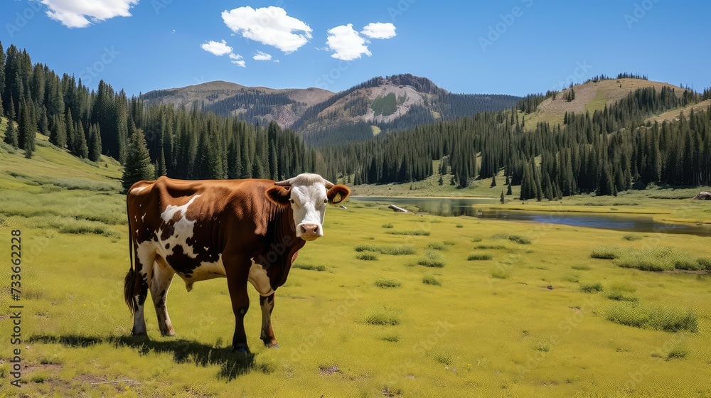 Obraz premium grass grazing cow