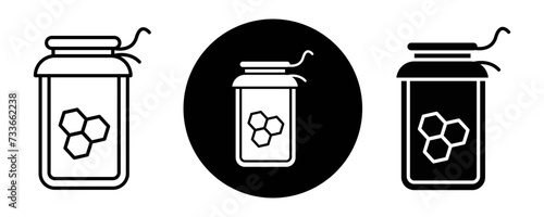 Honey jar outline icon collection or set. Honey jar Thin vector line art
