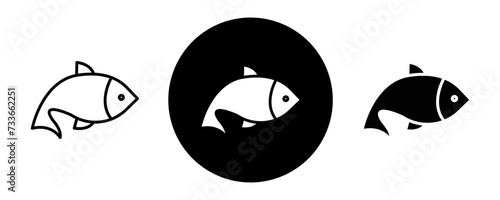 Fish outline icon collection or set. Fish Thin vector line art
