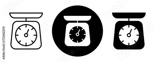 Kitchen scales outline icon collection or set. Kitchen scales Thin vector line art