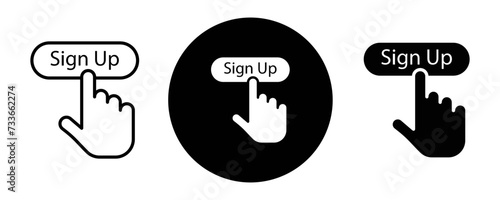 Signup outline icon collection or set. Signup Thin vector line art photo