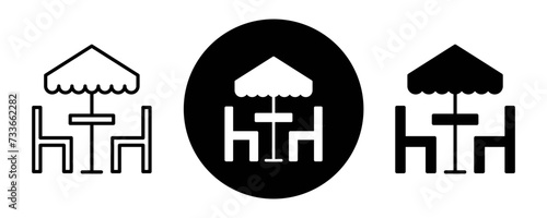 Terrace cafe outline icon collection or set. Terrace cafe Thin vector line art