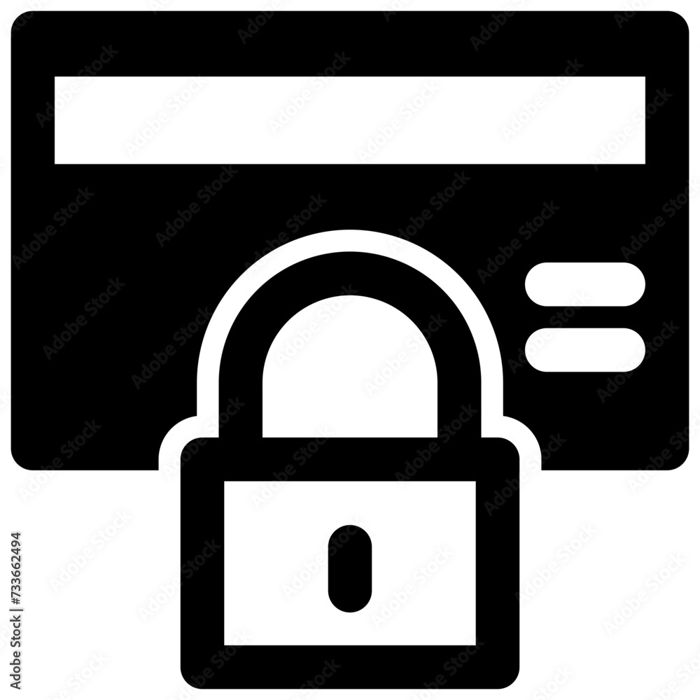 credit card lock vector glyph icon credit card lock vector glyph icon