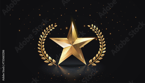 Awards nomination name podium, golden prize event, scene star ceremony. Vector illustration