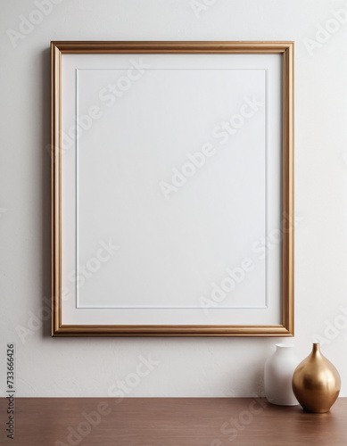 Empty frame on a wall mockup template blank picture frame