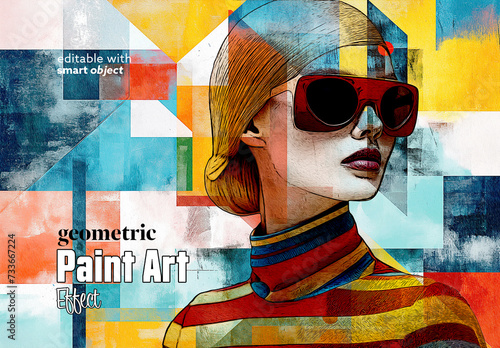 Geometric Paint Art Effect. Some Elements are AI Generated