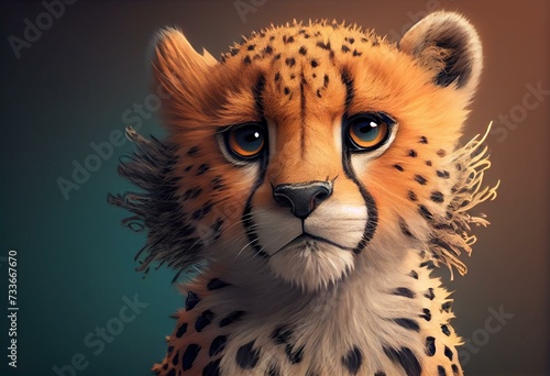 Cute Cartoon Cheetah Character. Generative AI