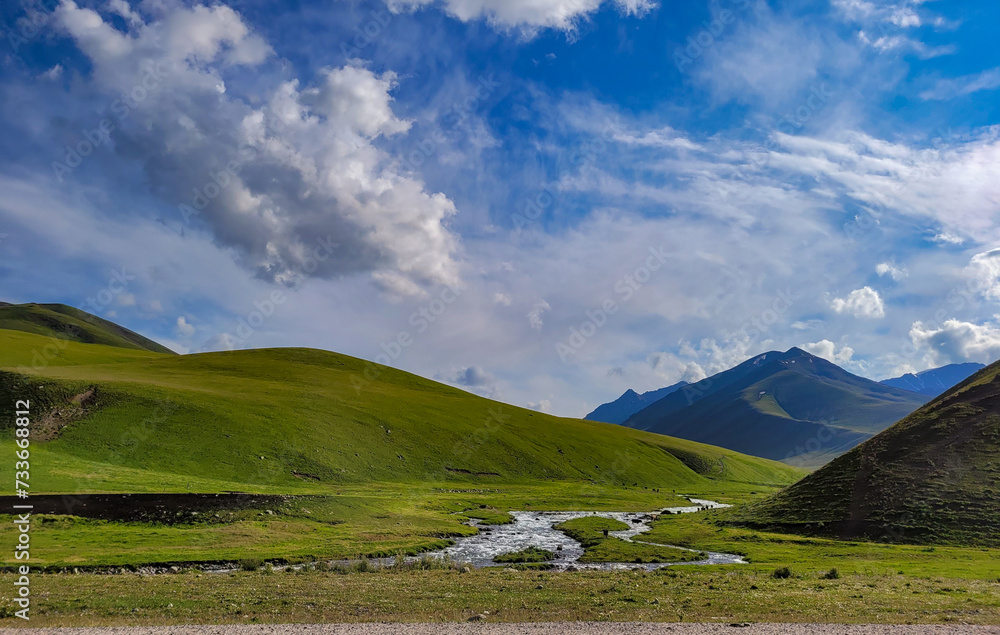 Mesmerizing panoramic view of mountain landscapes. Journey to inaccessible mountainous areas