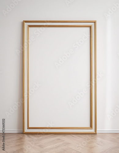 Empty frame on a wall mockup template blank picture frame