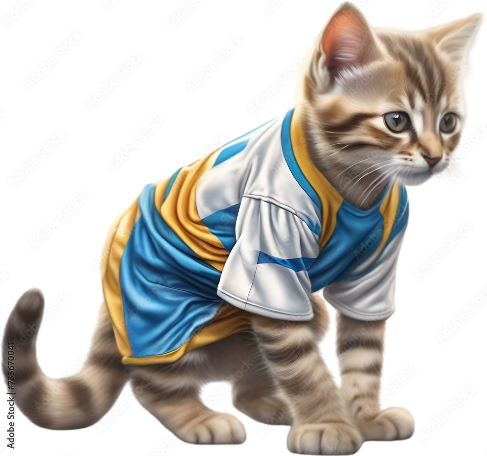 Fototapeta premium Soccer kitten, A cute kitten in a soccer uniform