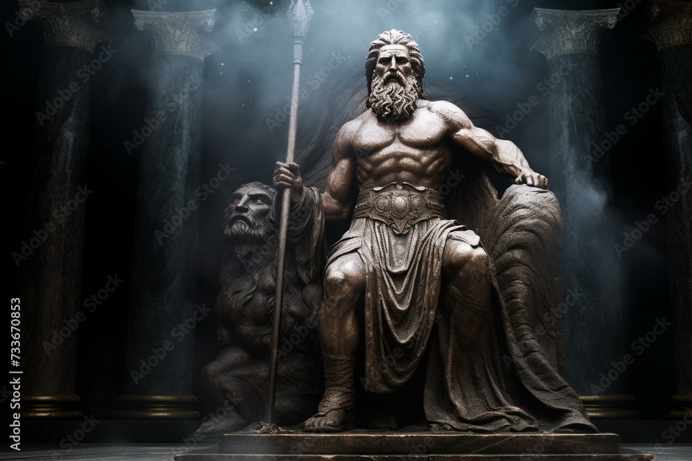 Artistic portrayal of Zeus statue at Olympia. Generative AI