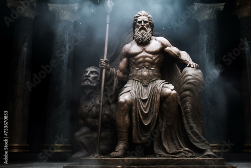 Artistic portrayal of Zeus statue at Olympia. Generative AI