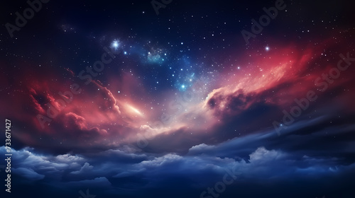 Space galaxy background, 3D illustration of nebulae in the universe © jiejie