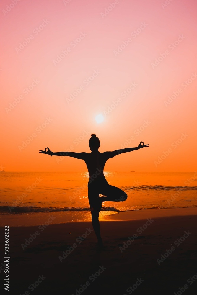 Yoga Practice Exercise Background Sea