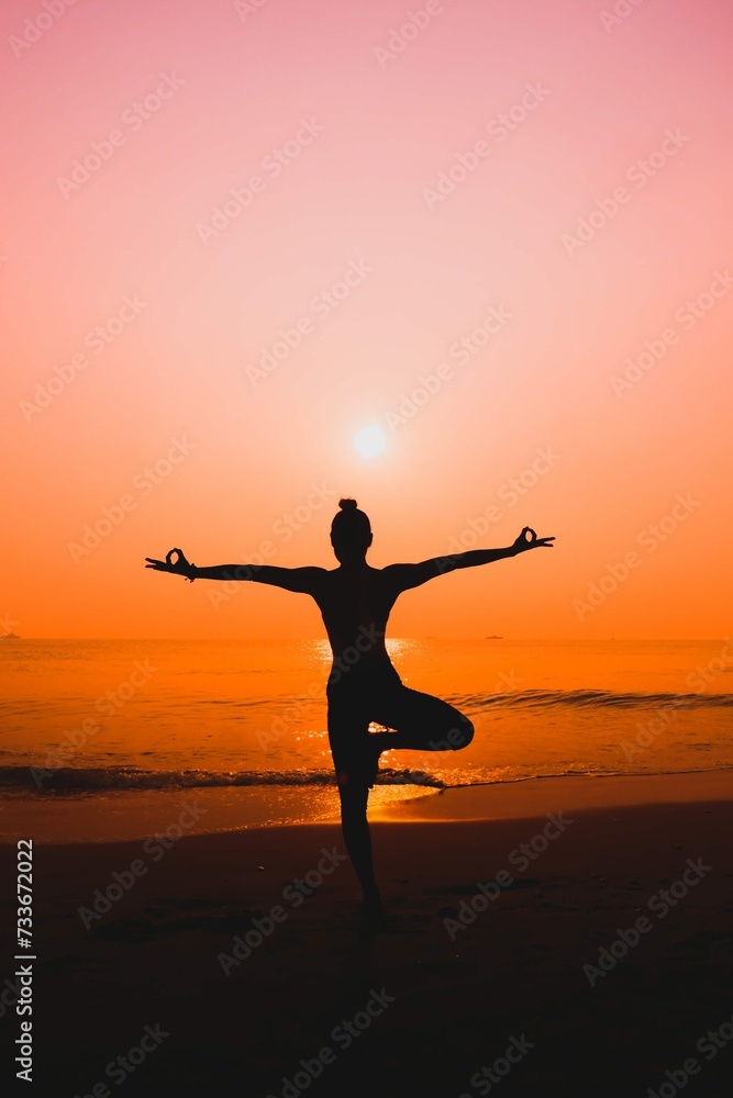 Yoga Practice Exercise Background Sea Yoga Practice Exercise Background Sea
