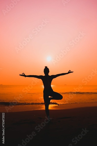 Yoga Practice Exercise Background Sea
