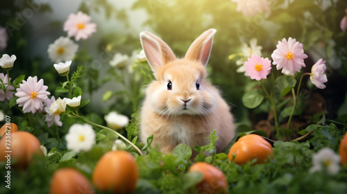 Cute fluffy funny little Easter bunny