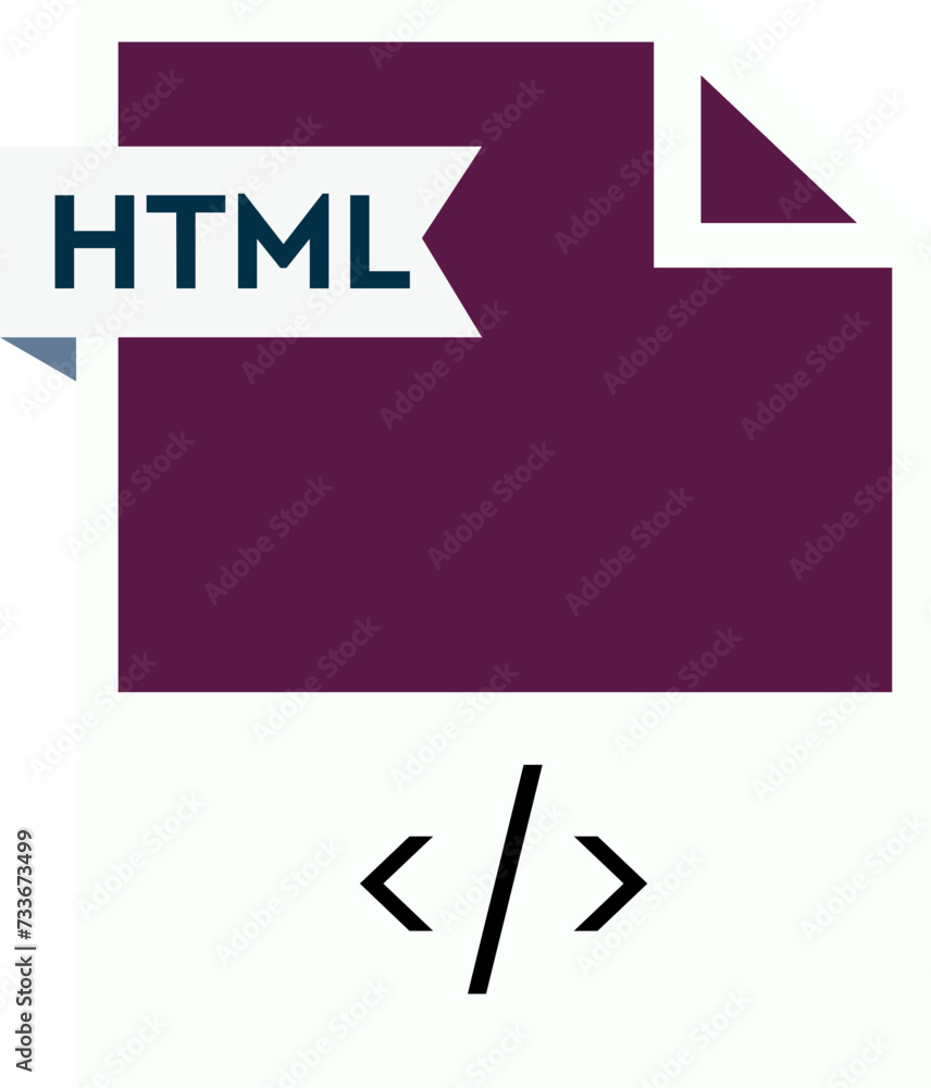 Fototapeta premium HTML File format icon roe color fill