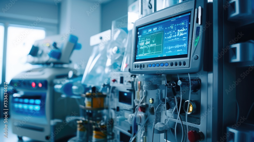 Medical equipment and tools in a modern operating room