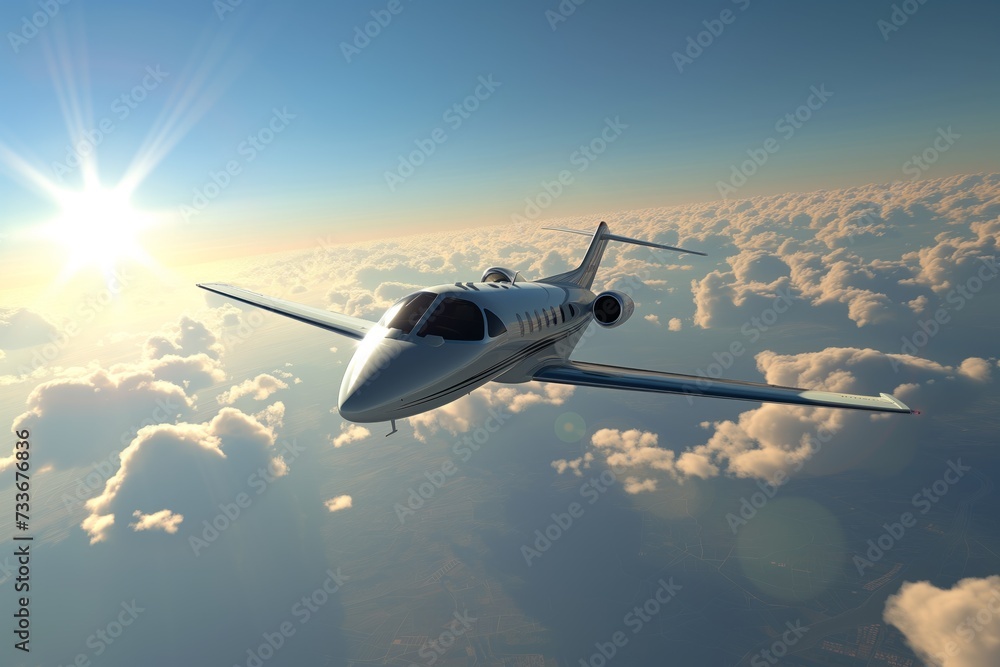Exquisite Private Jet Soars Through The Sky, Symbolizing Opulent Travel Exquisite Private Jet Soars Through The Sky, Symbolizing Opulent Travel