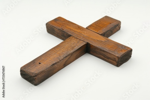 Serene Symbol Of Faith Simple Wooden Cross On White