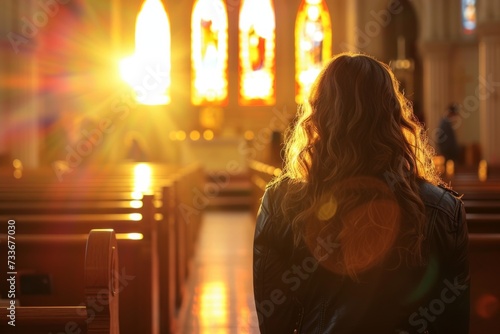 Woman Discovers Peace In Radiant Church, Finding Comfort In Prayer
