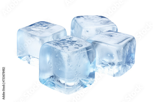 Ice cubes isolated on transparent background.
