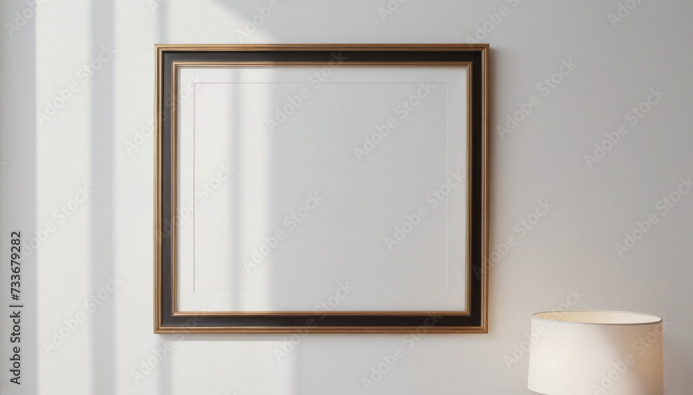 Empty blank picture frame on wall mockup template design Empty blank picture frame on wall mockup template design