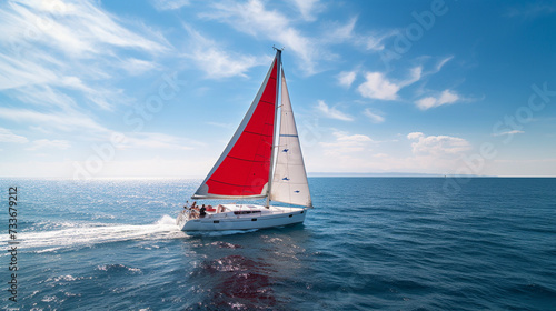 yacht luxury boat sea travel vacation going sun day background ai visual