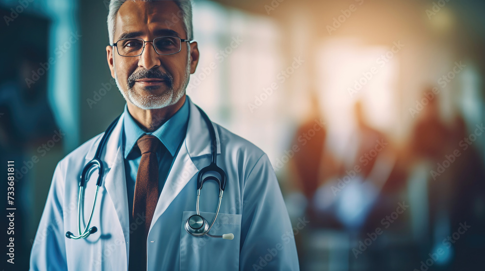 A doctor with a stethoscope in hospital A doctor with a stethoscope in hospital