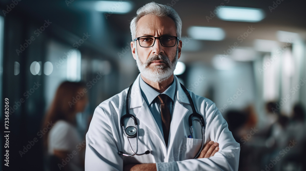 A doctor with a stethoscope in hospital A doctor with a stethoscope in hospital
