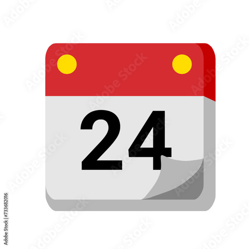 24 days of the month calendar isolated on white transparent background for event, birthday, date, month, day, appointment, agenda, business and deadline. empty month for text