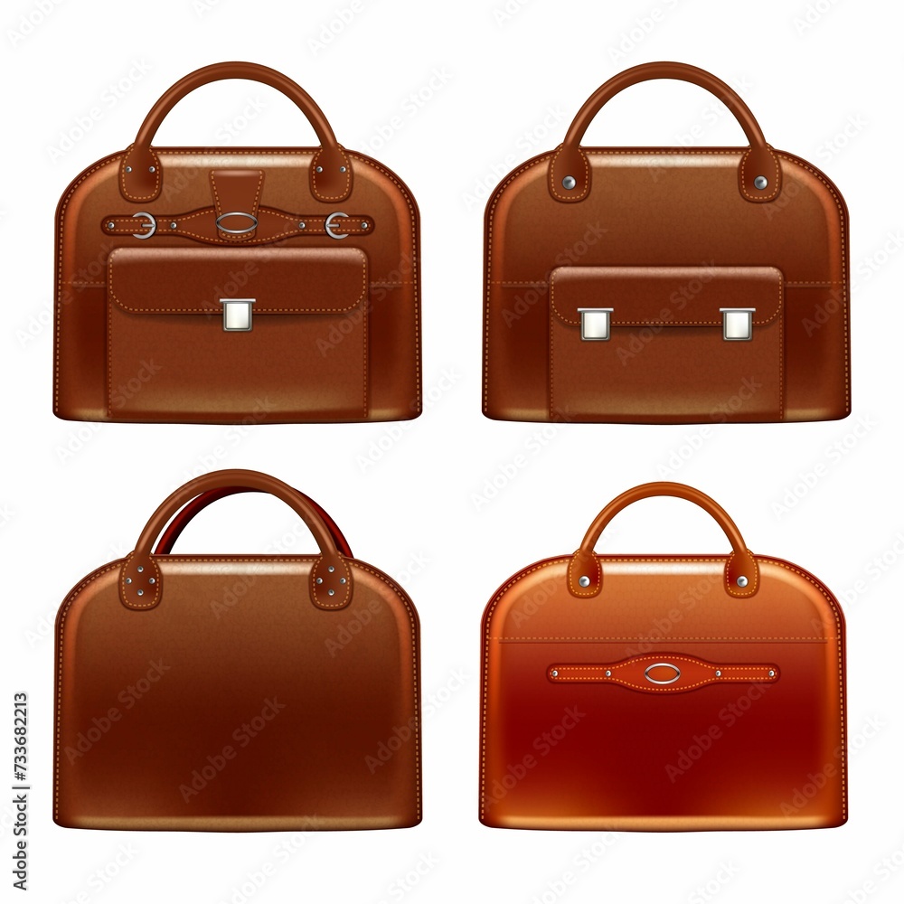 Leather Briefcase Female 3D Realistic Vector Leather Briefcase Female 3D Realistic Vector
