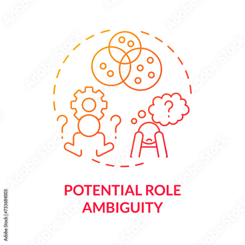 Potential role ambiguity red gradient concept icon. Insufficient information to complete tasks. Round shape line illustration. Abstract idea. Graphic design. Easy to use in promotional material