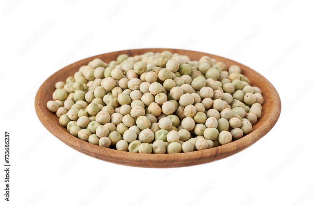dry green pea matar isolated on white background in wood bowl dry green pea matar isolated on white background in wood bowl